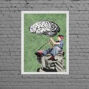 Ver imagem 1 de Quadro Cérebro Em Manutenção 24x18cm:Madeira branca