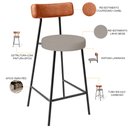 Ver imagem 3 de Banqueta Baixa Cozinha Sala Jantar Bancada Milão L02 Couríssimo Camel Linho Bege - lyam decor Lyam D