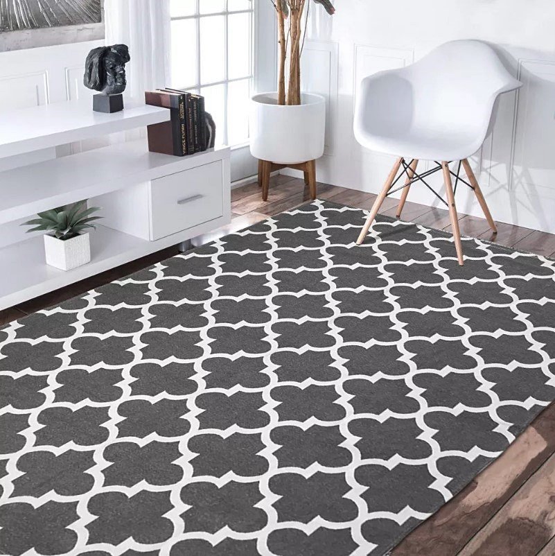 Tapete Para Sala e Quarto Antiderrapante Estampas Variadas:Supreme Cinza 1,32 x 2,50