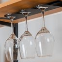 Ver imagem 2 de Suporte Porta 3 Taças de Vinho Preto Parede Armário Pendurador de Taça Masutti Organize