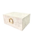 Ver imagem 1 de Caixa Decorativa Branca Cinza Courino 10x23x17cm Decoração