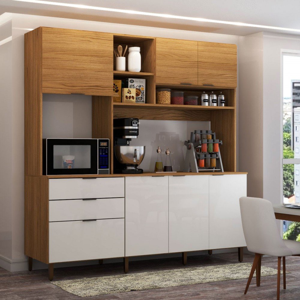 Cozinha Compacta Solaris 7 Portas 2 Gavetas Cinamomo/off White ...