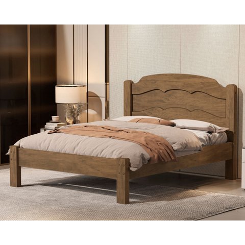 Cama Casal Lais 100% MDF para Colchão 188x138 cm - Sofisticada - Basoto:Castanho