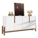 Ver imagem 1 de Aparador Buffet Sala Lizz 170cm com Pés de Madeira Maciça Branco/cedro