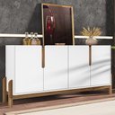 Ver imagem 2 de Aparador Buffet Sala Lizz 170cm com Pés de Madeira Maciça Branco/cedro