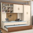 Ver imagem 3 de Quarto Infantil Modulado 4 Portas com Bicama Chiara Off White/carvalho - Phoenix