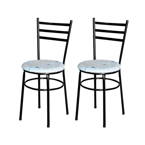 2 Cadeiras para Mesa Epoxi Preta Assento Floral:floral Areia