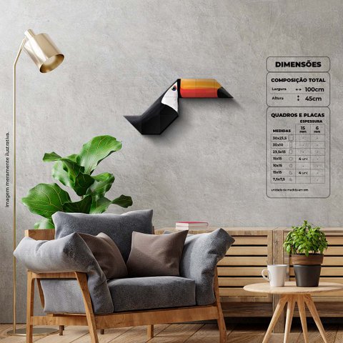 Tucano - Quadro ou Placa Decorativa com 4 Peças É Decoração Quadros e Placas Decorativas 15mm - Quad