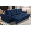 Ver imagem 1 de Sofá Retrátil e Reclinável 3 Lugares 2,50m com Molas Madrid Suede Azul Mirra Decor
