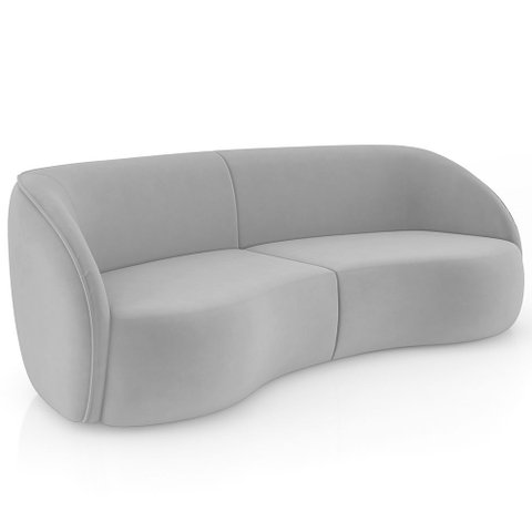 Sofá 4 Lugares para Sala Living Orgânico 318cm Eron M03 Veludo Cinza - Lyam Decor