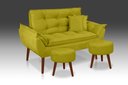 Ver imagem 1 de Kit 01 Namoradeira Opala + 02 Puff Redondo + 02 Almofadas Suede Amarelo- Modena Decor