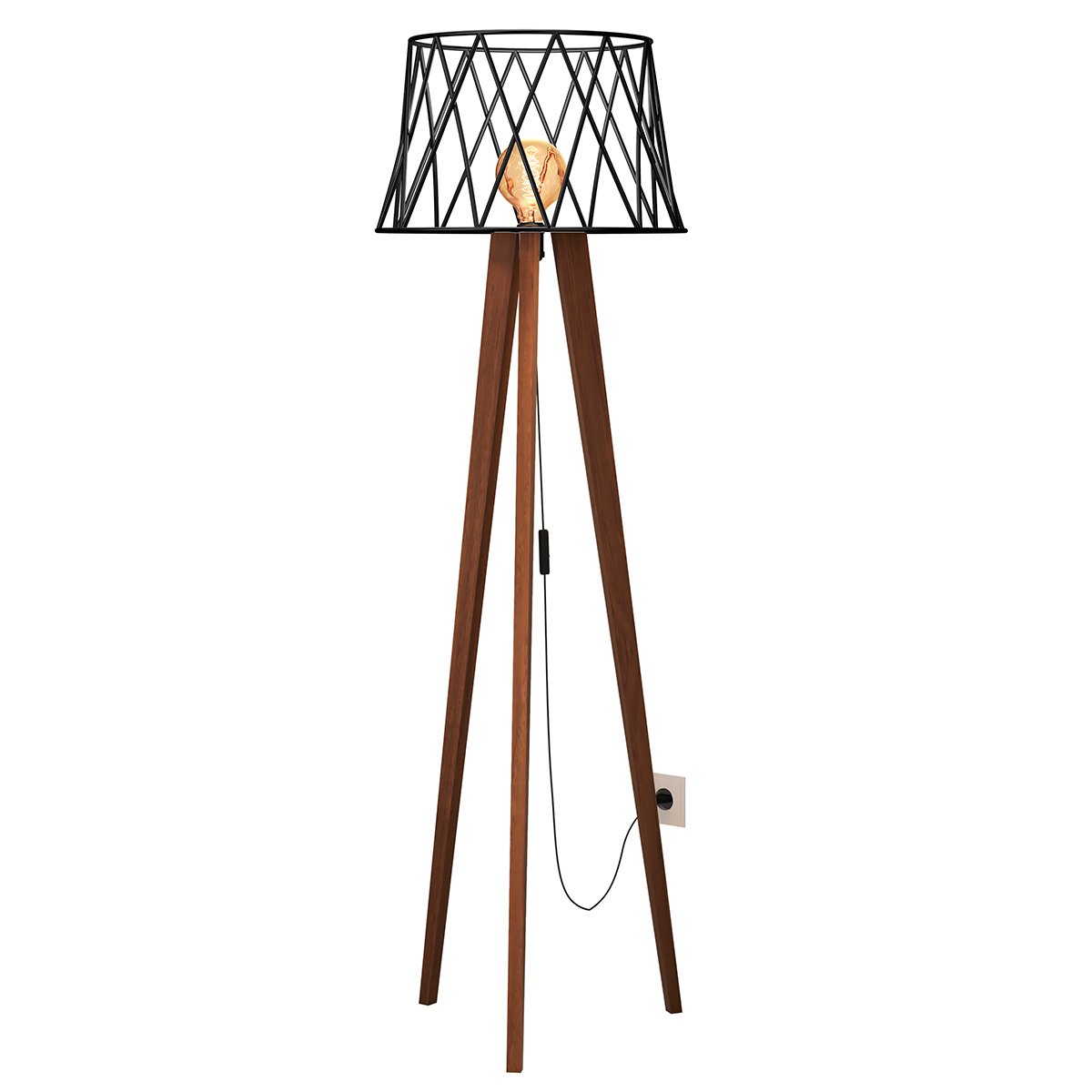 Luminária Abajur Industrial de Chão Ônix Preto MadeiraMadeira