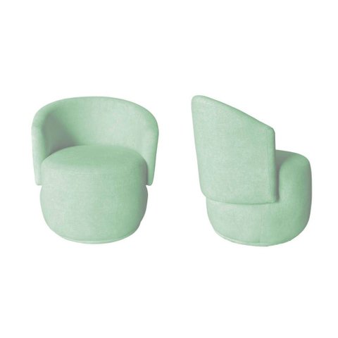 Kit 2 Poltronas Decorativa Beatriz Orgânica Veludo Acqua