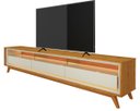 Ver imagem 1 de Rack para TV 2.2 Retrô com LED Requinte Naturale com Off White - Gelius Móveis