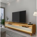 Ver imagem 2 de Rack para TV 2.2 Retrô com LED Requinte Naturale com Off White - Gelius Móveis