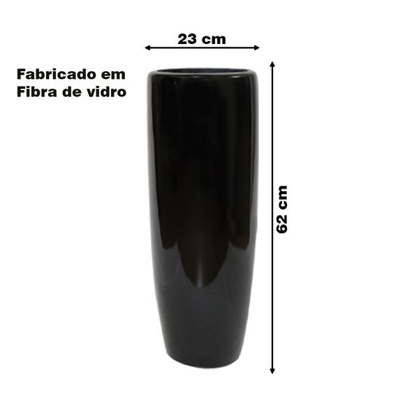 Vaso de Chão Fibra de Vidro Burano Preto G - 2