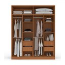 Ver imagem 3 de Guarda-roupa Casal Lisboa 4 Portas 4 Gavetas Freijó/creme - Politorno