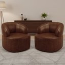 Ver imagem 2 de Kit 02 Poltronas Giratória Orgânica para Sala de Estar Living Helena L02 Couríssimo Marrom - Lyam de