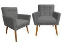 Ver imagem 1 de Kit 2 Poltronas Decorativa Onix Suede Cinza Pés Madeira Ms Decor
