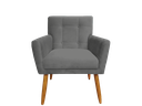 Ver imagem 2 de Kit 2 Poltronas Decorativa Onix Suede Cinza Pés Madeira Ms Decor