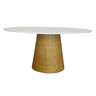 Mesa De Jantar Cone Oval 140x90 cm Tampo Laca Branca Base Fibra Natural Personal Decor Mesa de Janta - 7