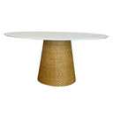 Ver imagem 7 de Mesa De Jantar Cone Oval 140x90 cm Tampo Laca Branca Base Fibra Natural Personal Decor Mesa de Janta