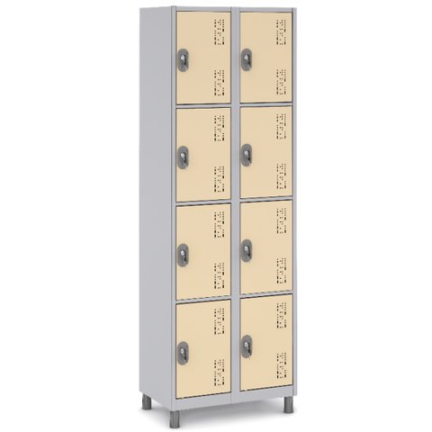 Locker de Aço 8 Portas para Escola e Escritório:bege