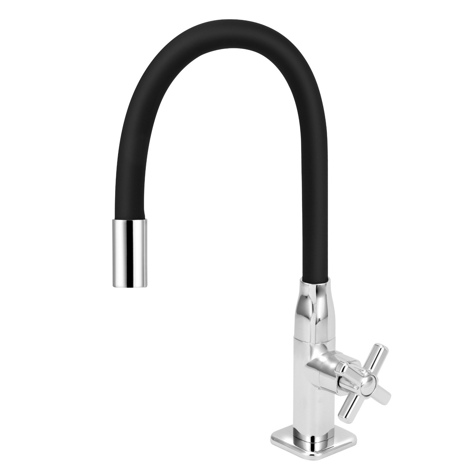 Torneira Cozinha Mesa Quadrada Abs Tubo Flexivel Preto/black - 1