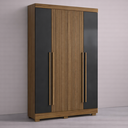 Ver imagem 1 de Guarda-roupa Moderno 4 Portas 2 Gavetas Internas com Pés - Atacama / Grafite