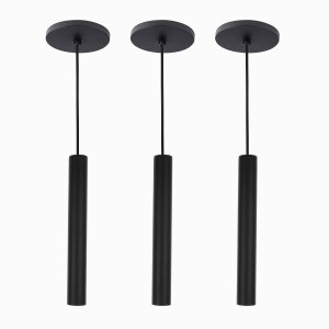 Kit 3 Pendente Tubo Palito Moderno 30cm - Preto