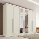 Ver imagem 1 de Guarda-roupa Casal Valencia 6 Portas 6 Gavetas 100% Mdf com Espelho Off White - Mademarques