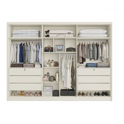 Guarda-roupa Casal Valencia 6 Portas 6 Gavetas 100% Mdf com Espelho Off White - Mademarques - 3