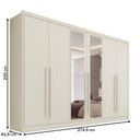 Ver imagem 4 de Guarda-roupa Casal Valencia 6 Portas 6 Gavetas 100% Mdf com Espelho Off White - Mademarques