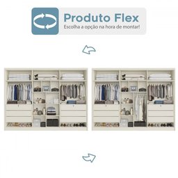 Guarda-roupa Casal Valencia 6 Portas 6 Gavetas 100% Mdf com Espelho Off White - Mademarques - 5