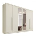Ver imagem 2 de Guarda-roupa Casal Valencia 6 Portas 6 Gavetas 100% Mdf com Espelho Off White - Mademarques
