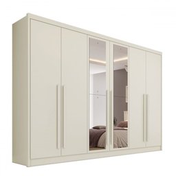 Guarda-roupa Casal Valencia 6 Portas 6 Gavetas 100% Mdf com Espelho Off White - Mademarques - 2