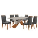 Ver imagem 2 de Mesa de Jantar Yasmin 180cm Tampo MDF Vidro Canto Copo com 6 Cadeiras Yasmin