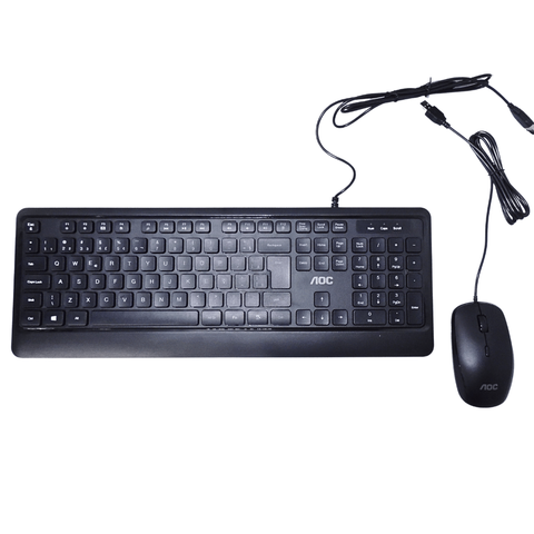 Kit Teclado e Mouse com Fio Usb 2400dpi Aoc Km220 Cor Preto