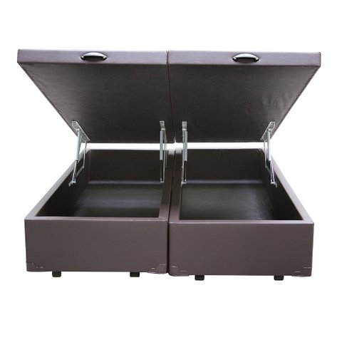 Cama Box Baú Casal Bipartido Corino Marrom 42x138x188
