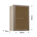 Ver imagem 2 de Armário Aéreo Cozinha Greta 1 Porta 1 Prateleira com Vidro Crema - Irm Móveis