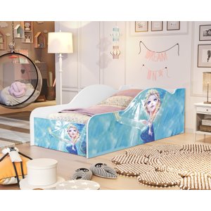 Cama Infantil Juvenil Adesivada Varios Temas com Proteção Lateral:frozen