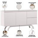 Ver imagem 3 de Aparador Buffet para Sala de Jantar 2 Portas 2 Gavetas Vicky N01 Off White - Lyam Decor