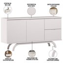 Ver imagem 3 de Aparador Buffet para Sala de Jantar 2 Portas 2 Gavetas Vicky N01 Off White - Lyam Decor
