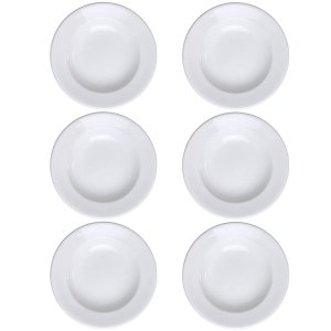 Jogo 6 Pratos Fundos Redondos 23,5cm Bar Hotel Germer em Porcelana Branca
