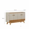 Buffet Aparador Aleppo 4  Portas Pés de Madeira Babus - Nature / Off White - 3