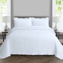 Ver imagem 2 de Cobre Leito King Percal 300 Fios Babado Malvinni 3 Peças - Branco