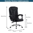 Ver imagem 4 de Cadeira Escritório Giratória Presidente Jacarta Or Design Revestida em Pu Preto Base Cromado Rodí