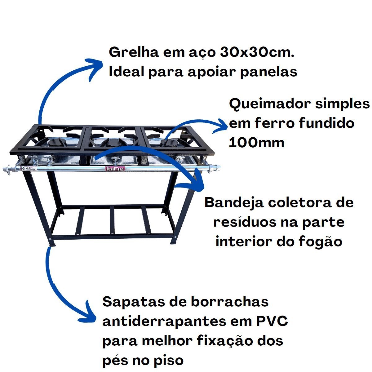 Fogão Industrial de Piso 3 Bocas Baixa Pressão QS Itafaz - 3