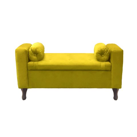 Recamier Baú Félix 140cm Suede Amarelo Dominic Decor Felix