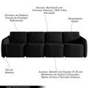 Ver imagem 3 de Sofá Cama Modulado Retrátil e Reclinável Decorativo Varsóvia 316cm Veludo Preto G33 - Gran Belo